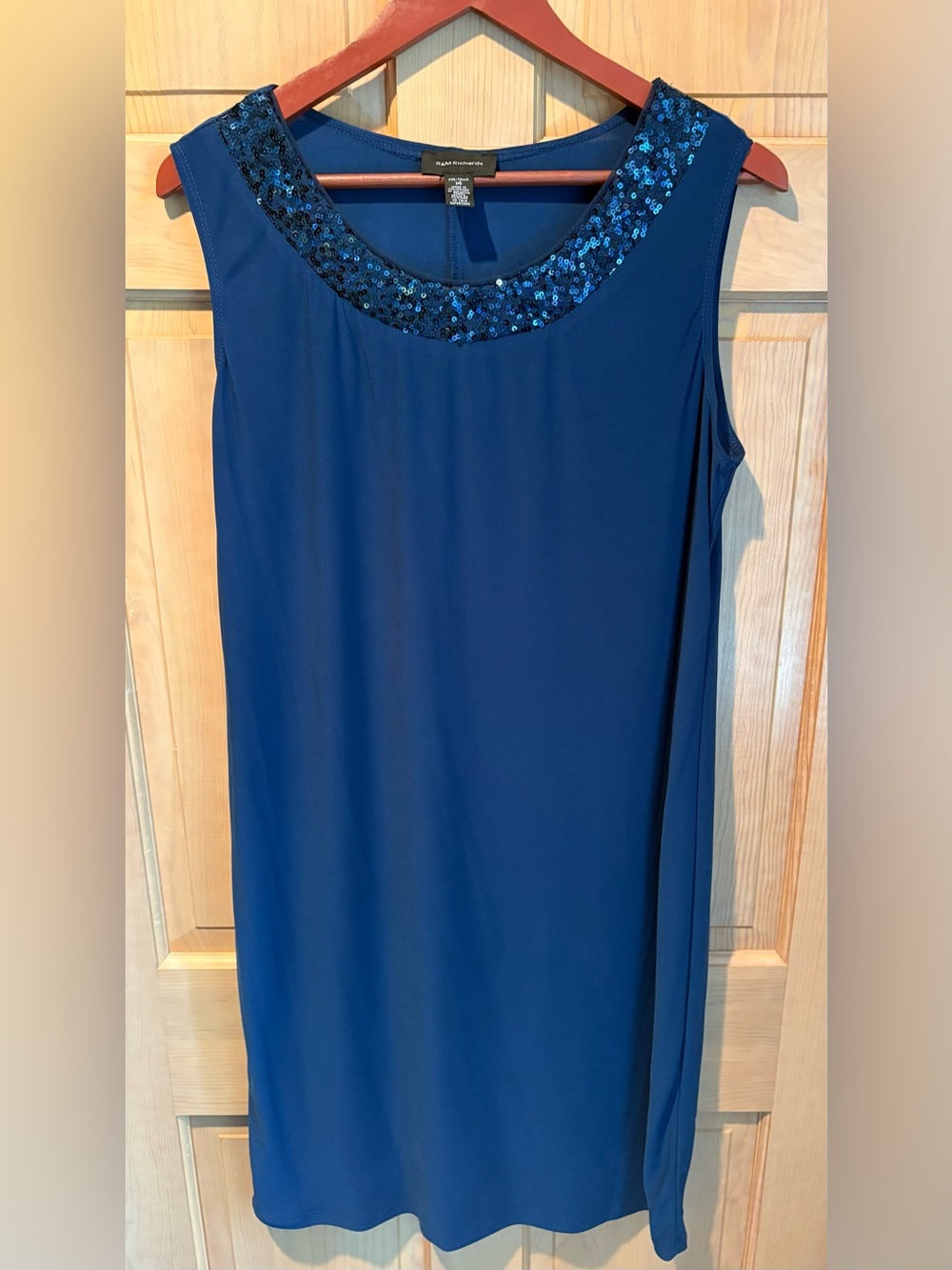 R&M Richards Royal Blue 2-piece Sequin Open-Front Jacket and Dress Sz. 14 - Picture 2 of 6